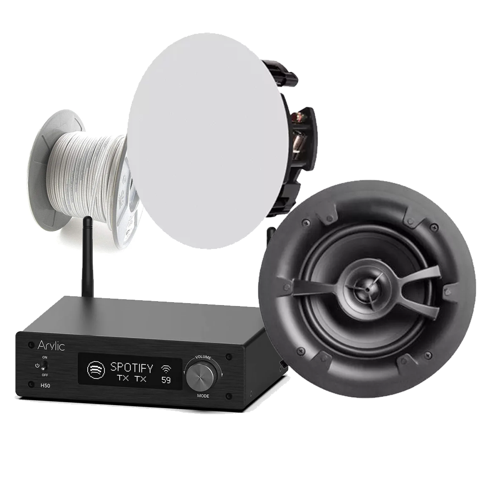 Arylic H50 Package - Wireless Airplay2 Stereo Amplifier with Linx Ceiling Speakers