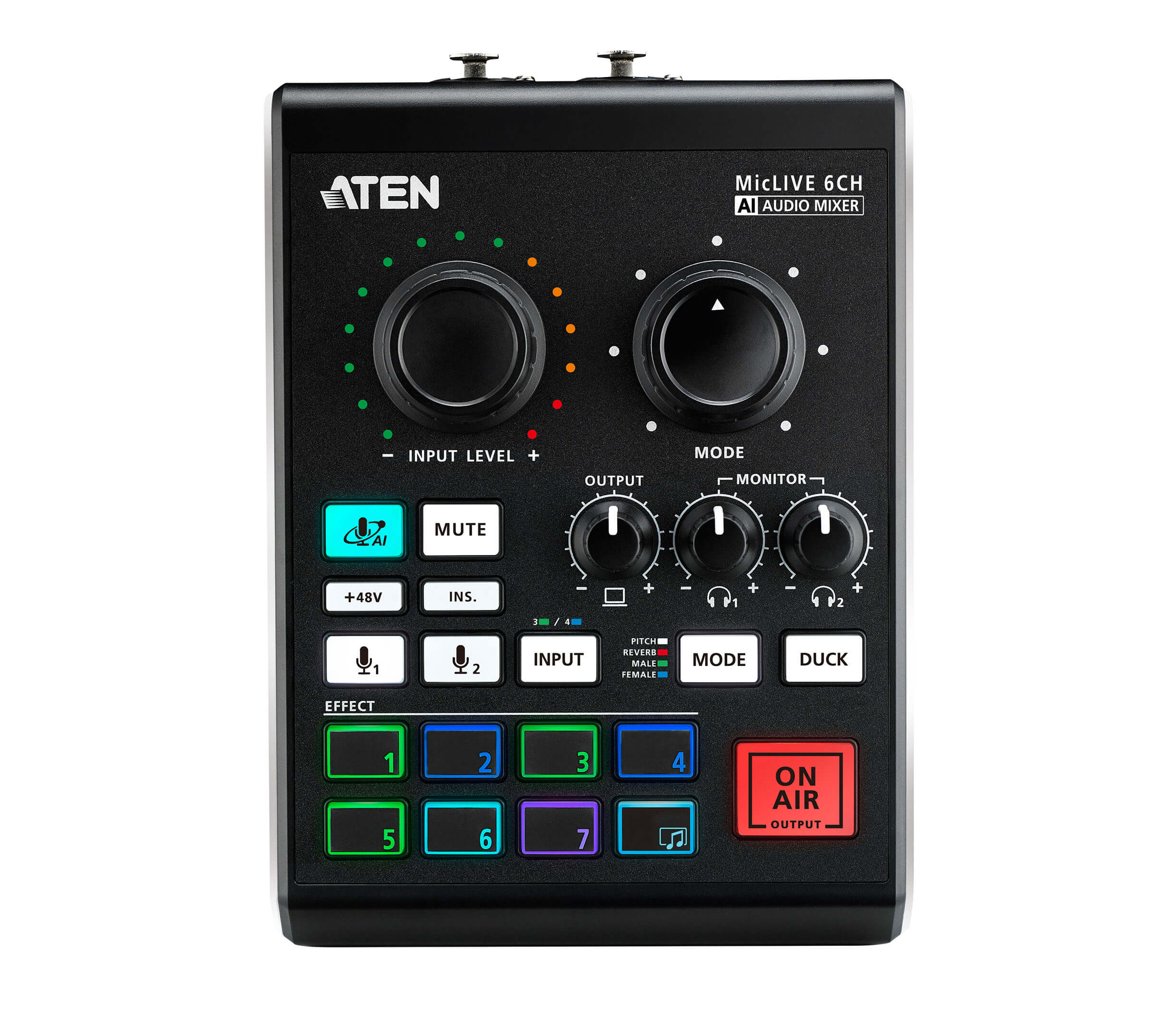 Aten Podcast AI Audio Mixer 6-Channel