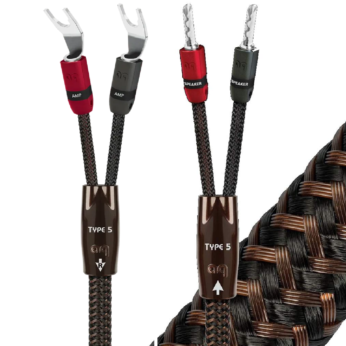 AudioQuest Type 5 Pre-Terminated 3m Banana Spade Speaker Cable Pair — view 1