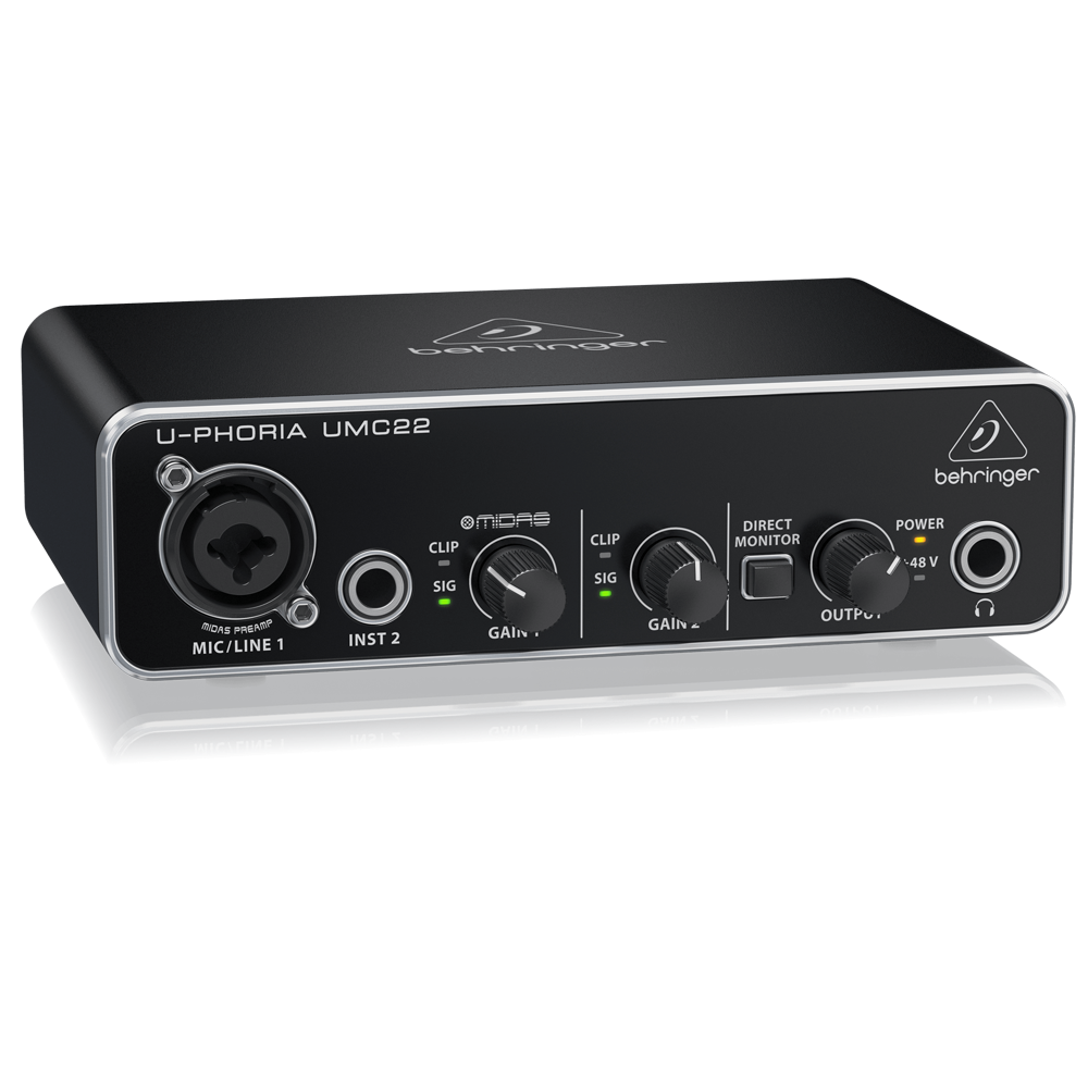Behringer UMC22 - Audiophile 2x2 USB Audio Interface with Midas Mic Preamplifier