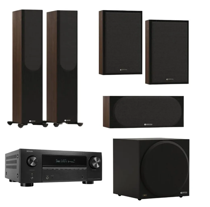 Monitor Audio - Bronze 300 5.1 + Denon AVC-X3800H Home Theatre Package (Walnut)
