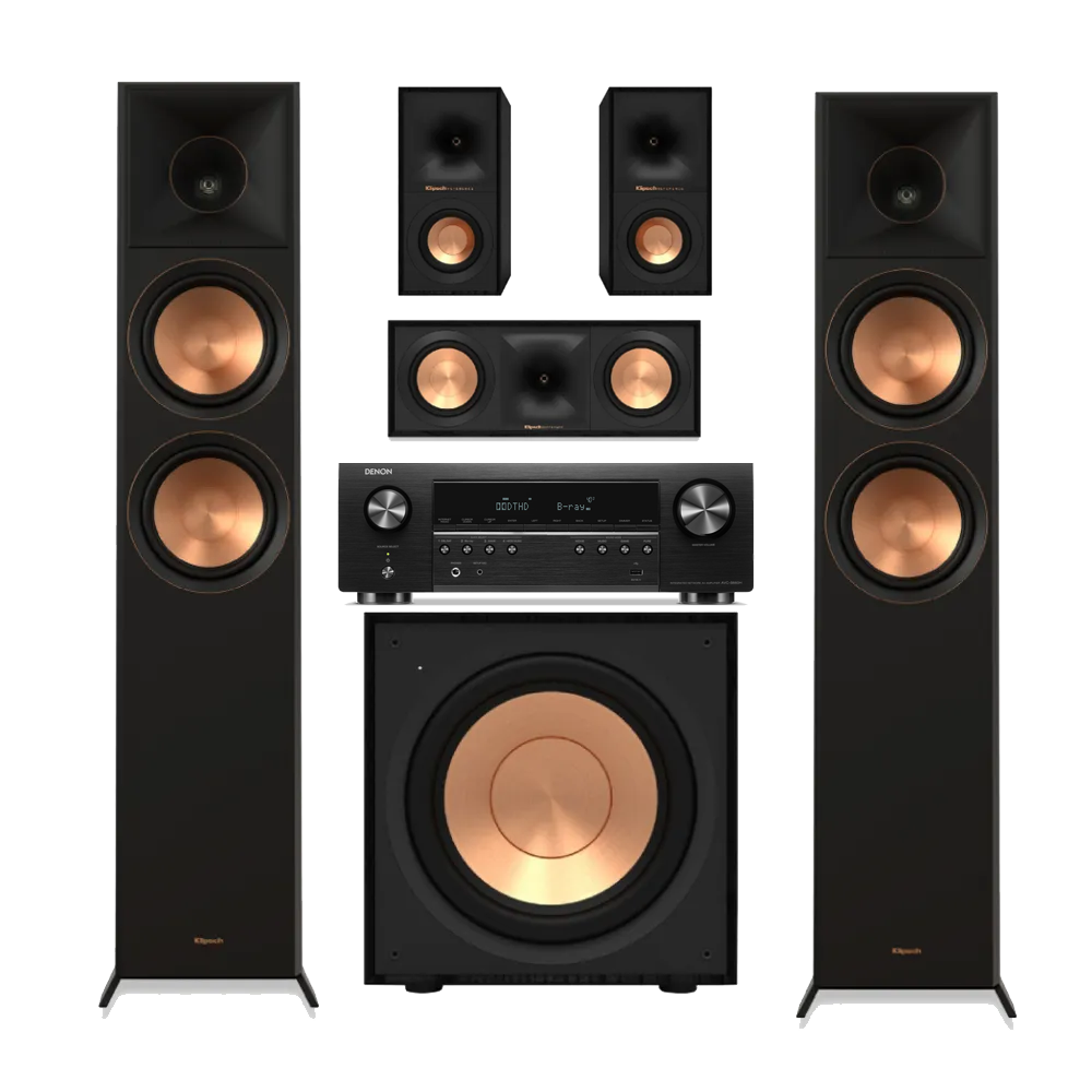 Klipsch R600F  System (Black) incl Denon AVR-S670H - Home Theatre Package