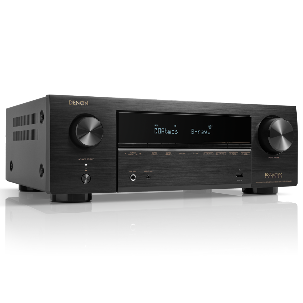 Denon AVR-X1800H 7.2 Channel AV Receiver  - 80W/Channel, Wireless Streaming via Built-in HEOS, WiFi, & Bluetooth