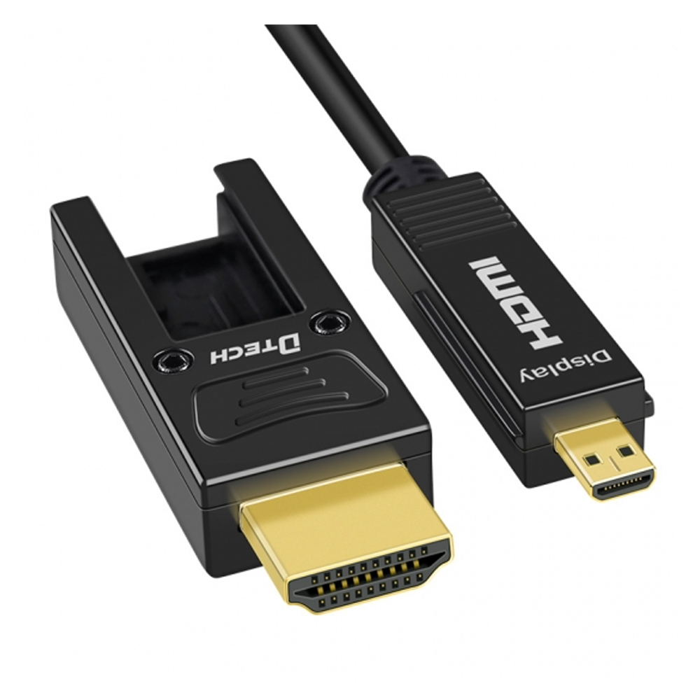 DTech Hdmi 2.0 Over Fibre Cable - Detachable Heads, Run 4K 18GBps Signal over distances up to 100m