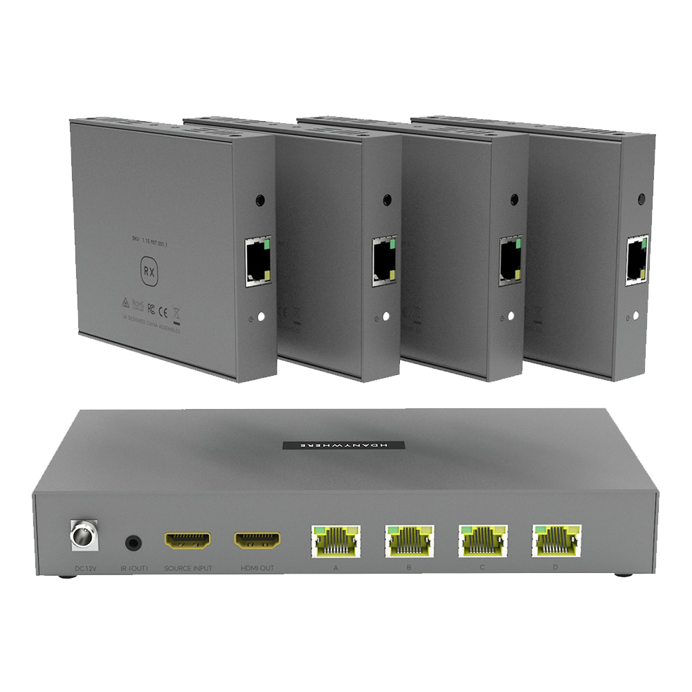 HD Anywhere XTND 4K (1x4+1) Splitter - 1 to 4 Splitter over Cat