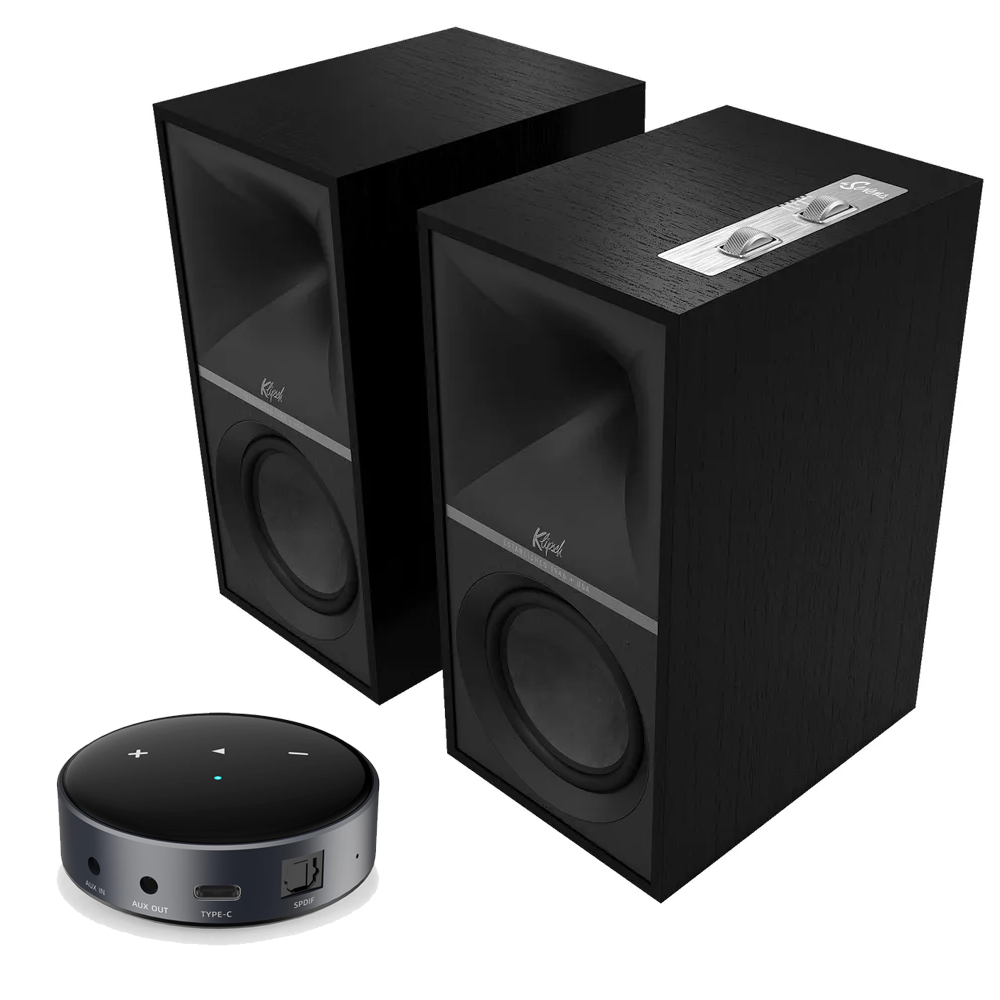 Klipsch The Sevens wiith Free WiiM Streamer - Black Heritage Inspired Powered Speakers