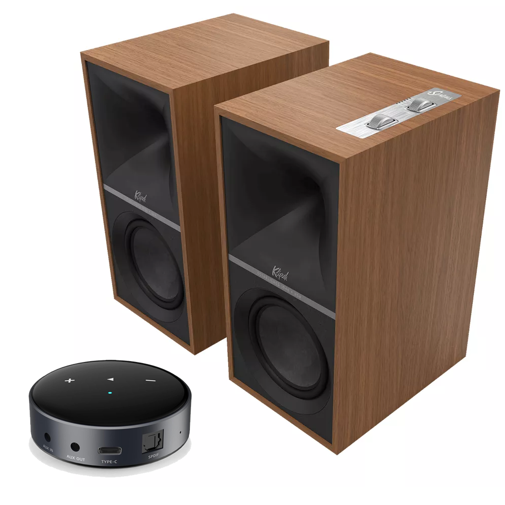 Klipsch The Sevens with Free WiiM Streamer - Walnut Heritage Inspired Powered Speakers