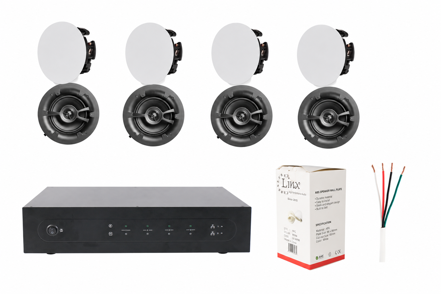 LINX 4-Zone Multiroom Audio Streaming Package with 8 In-Ceiling Speakers