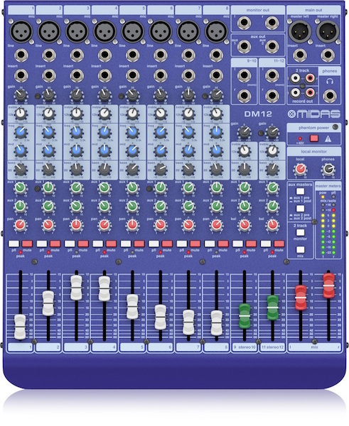 Midas DM12 - 12 Input Analogue Live and Studio Mixer with MIDAS Microphone Preamplifiers