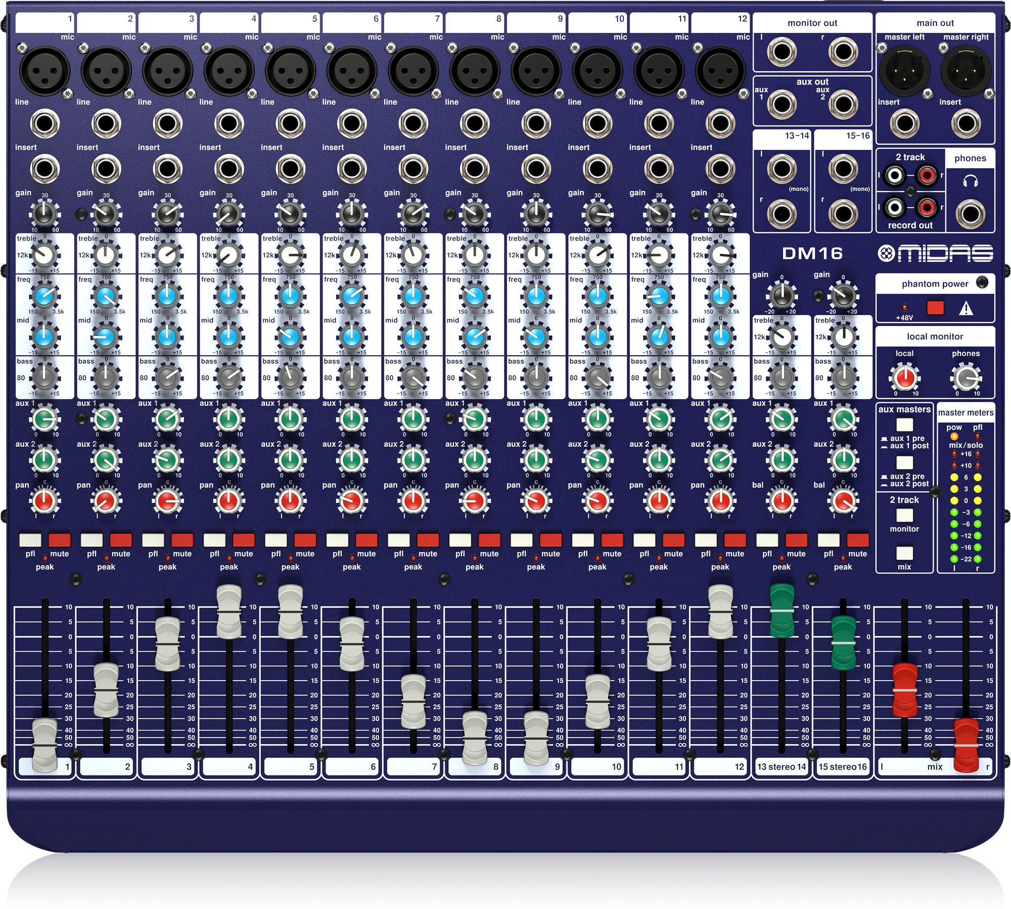MidaS DM16 - 16 Input Analogue Live and Studio Mixer