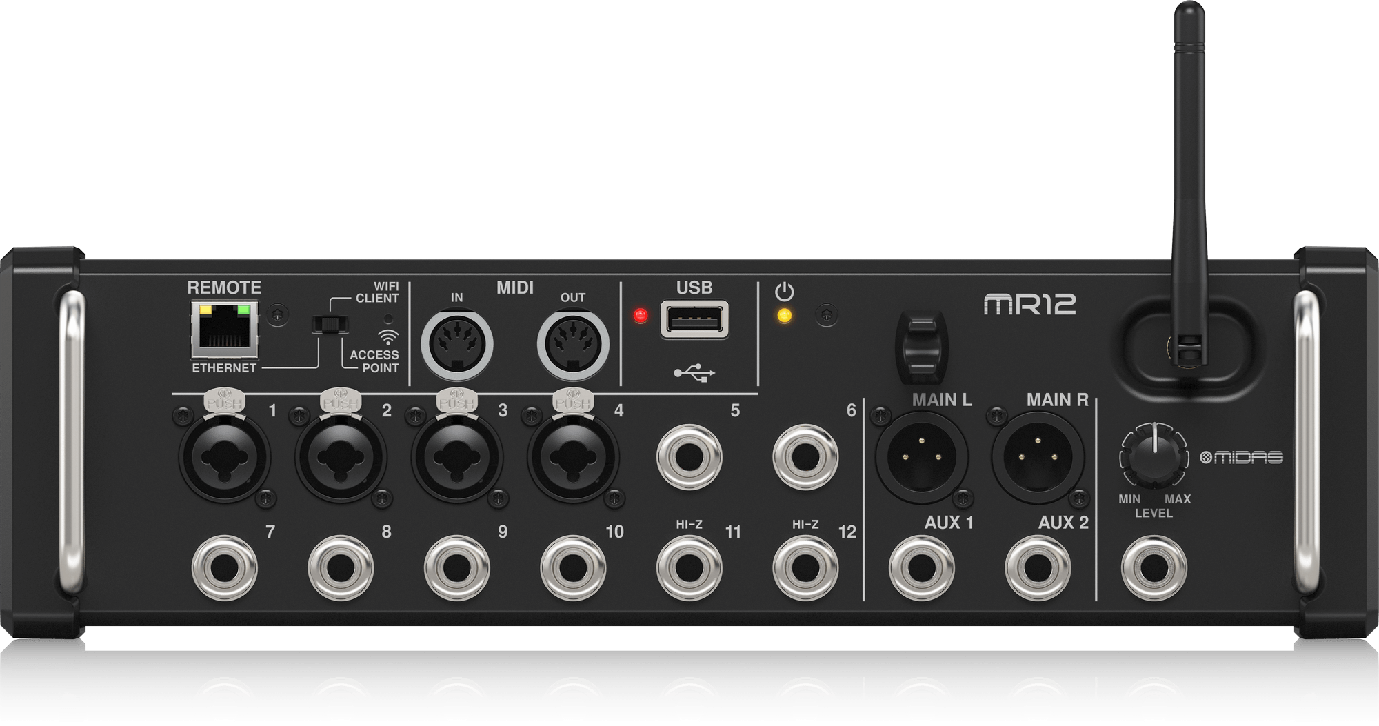 Midas MR12 - 12-Input Digital Mixer for iPad/Android Tablets with 4 Midas PRO Preamps