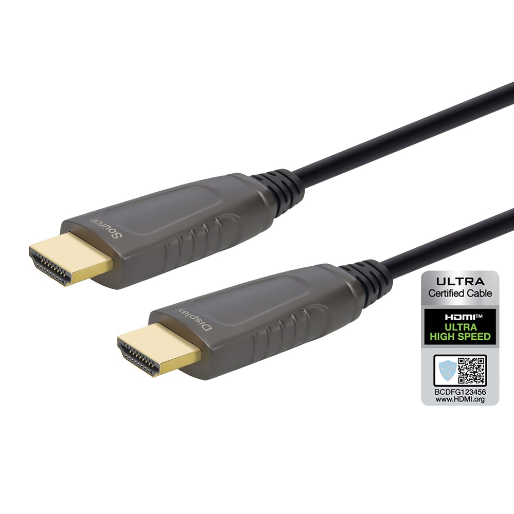 Monoprice 8K Ultra High Speed Fiber Optic Certified HDMI Cable - 8K@60Hz, 4K@120Hz, 48Gbps, HDR, VRR, Active Optical Cable (AOC)