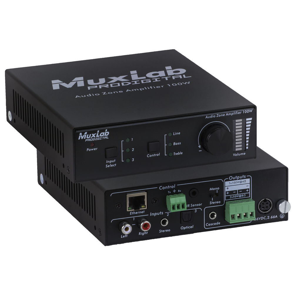Muxlab Audio Zone Amplifier 100W - Stereo Installation Amplifier