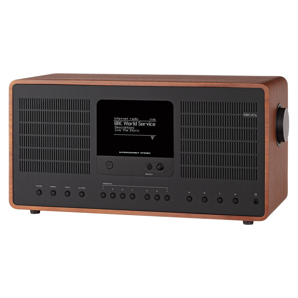 Revo SuperConnect Stereo Walnut Black - Bluetooth Internet Radio