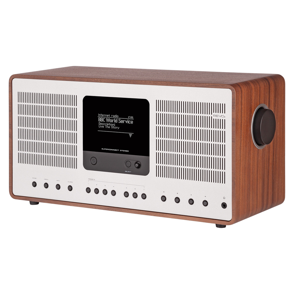 Revo SuperConnect Stereo Walnut Silver - Bluetooth Internet Radio
