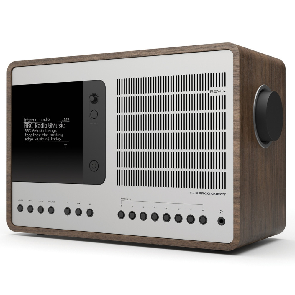 Revo SuperConnect Walnut Silver - Bluetooth Internet Radio