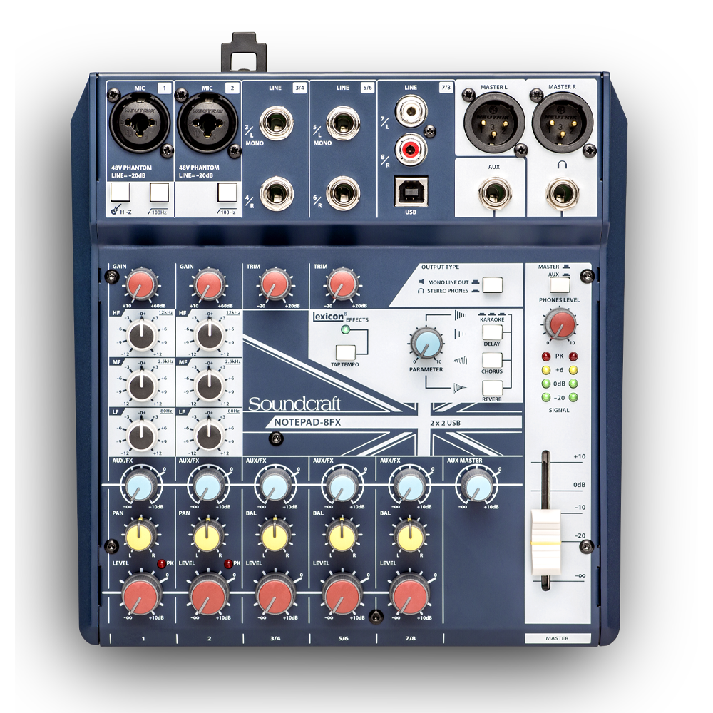 SoundCraft Notepad-8FX - Small-format Analog Mixing Console with USB I/O and Lexicon Effects