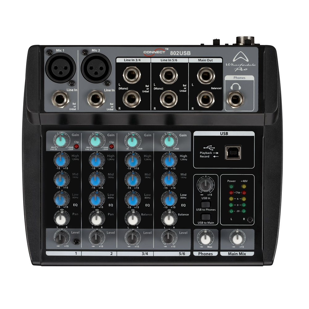 Wharfedale Pro Connect 802 USB - 8 Input Compact Mixer