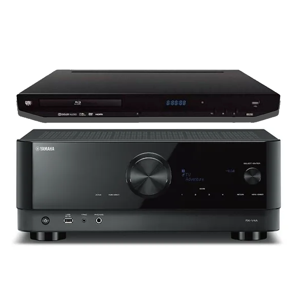 Yamaha RX-V4A Receiver with GMI BD-S200 Bluray Player Package