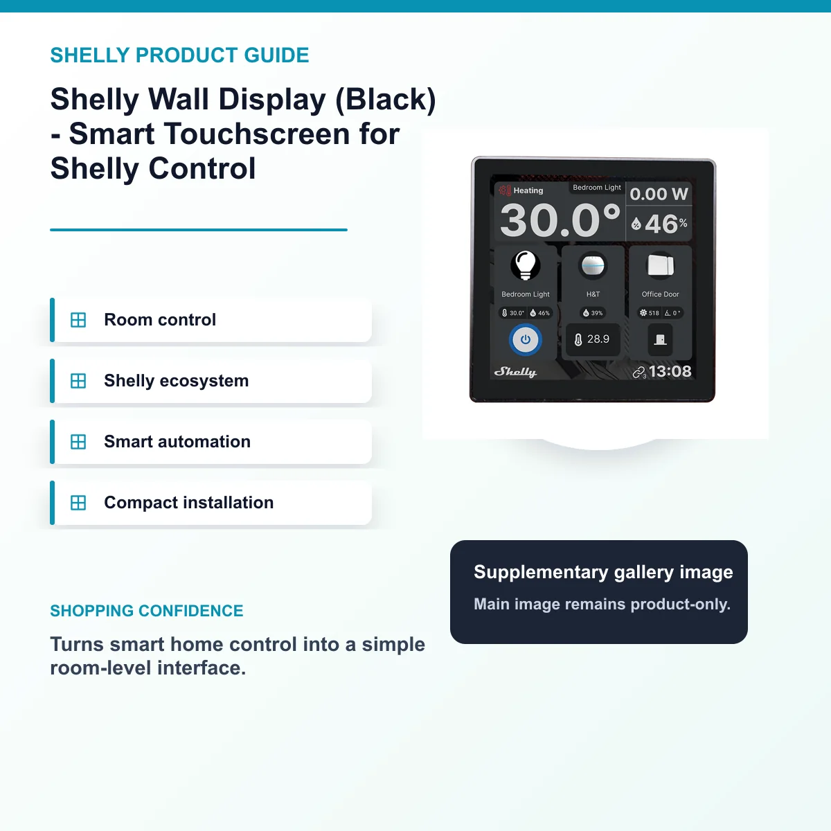 Shelly Wall Display (Black) - Smart Touchscreen for Shelly Control — view 3