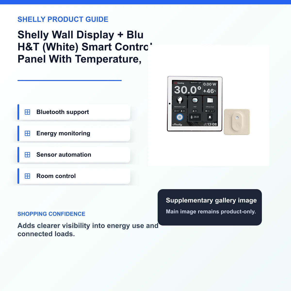 Shelly Wall Display + Blu H&T (White) Smart Control Panel With Temperature, Humidity & LUX Sensors — view 8
