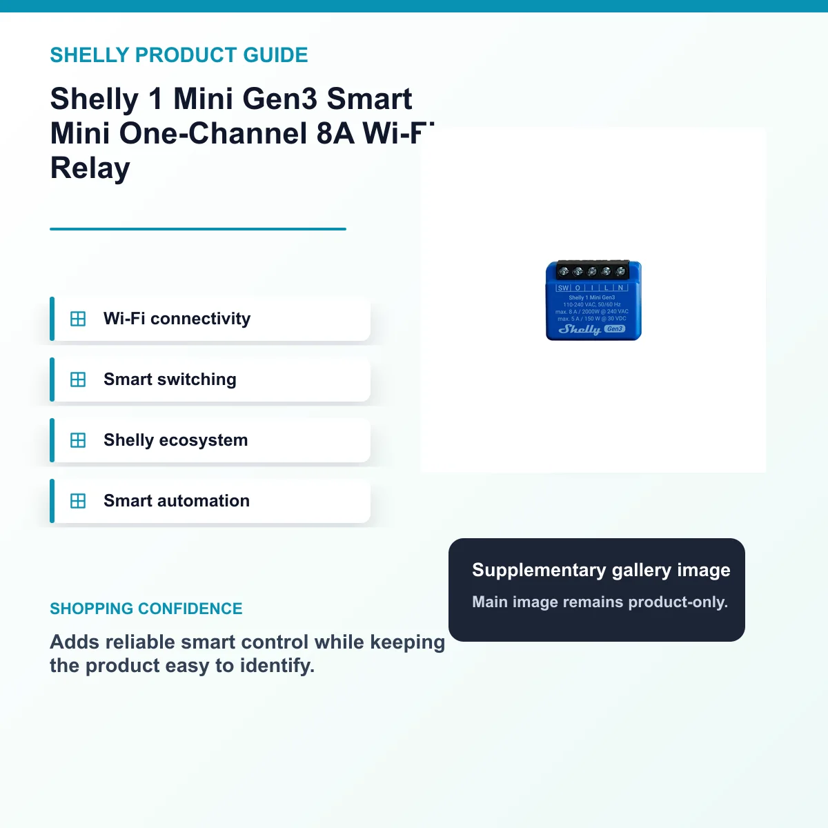 Shelly 1 Mini Gen3 Smart Mini One-Channel 8A Wi-Fi Relay — view 8