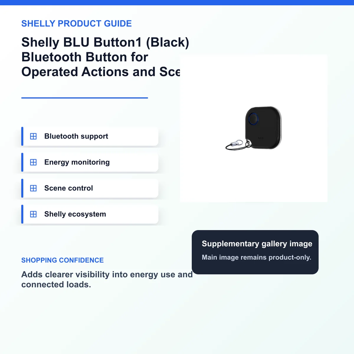 Shelly - BLU Button1 (Black) Bluetooth Button For Operated Actions And Scene Activation (EOL) — view 8