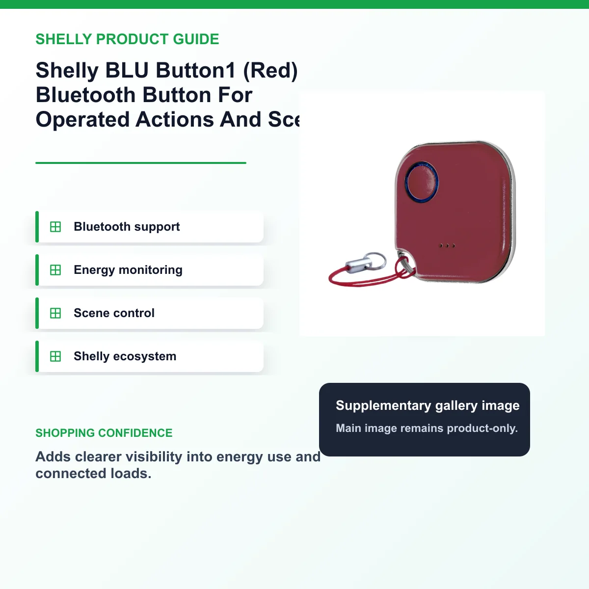 Shelly - BLU Button1 (Red) Bluetooth Button For Operated Actions And Scene Activation (EOL) — view 8
