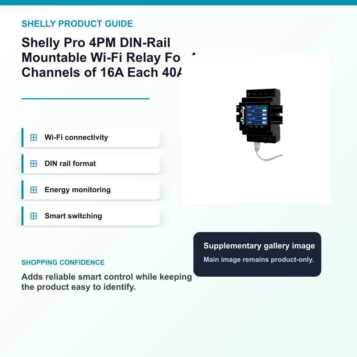 Shelly Pro 4PM DIN-Rail Mountable Wi-Fi Relay For 4 Channels of 16A Each 40A In Total — view 8