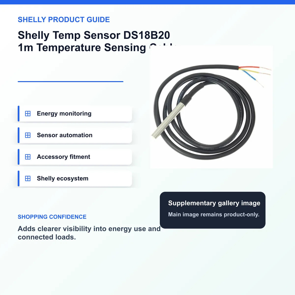 Shelly Temp Sensor DS18B20 1m Temperature Sensing Cable — view 8