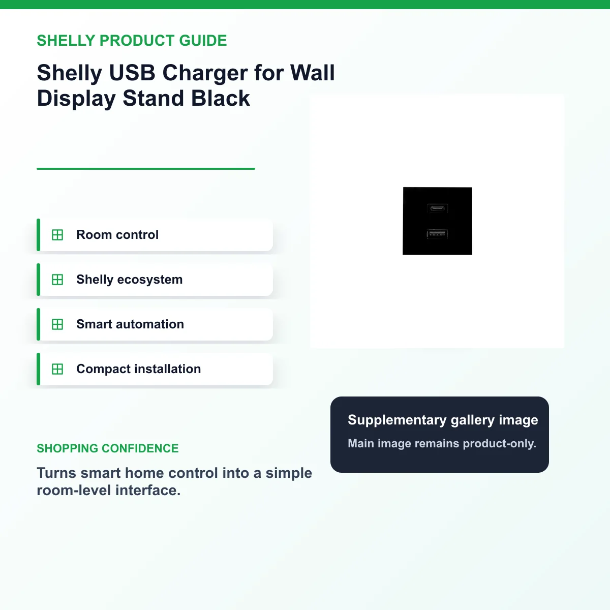 Shelly USB Charger for Wall Display Stand Black — view 8