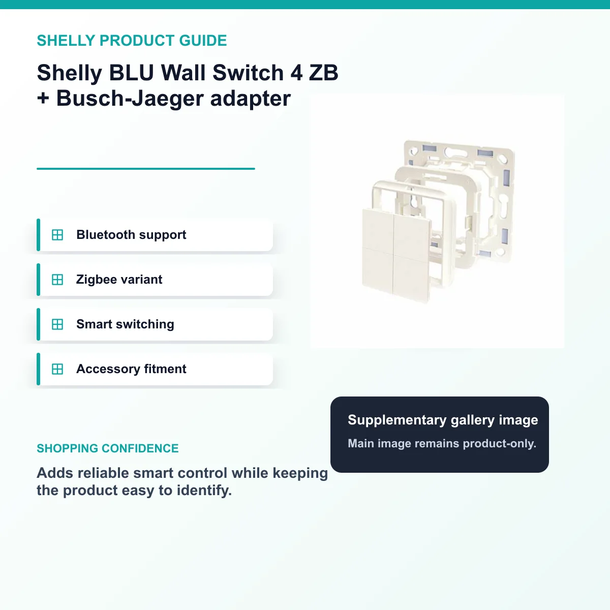 Shelly BLU Wall Switch 4 ZB + Busch-Jaeger adapter — view 8