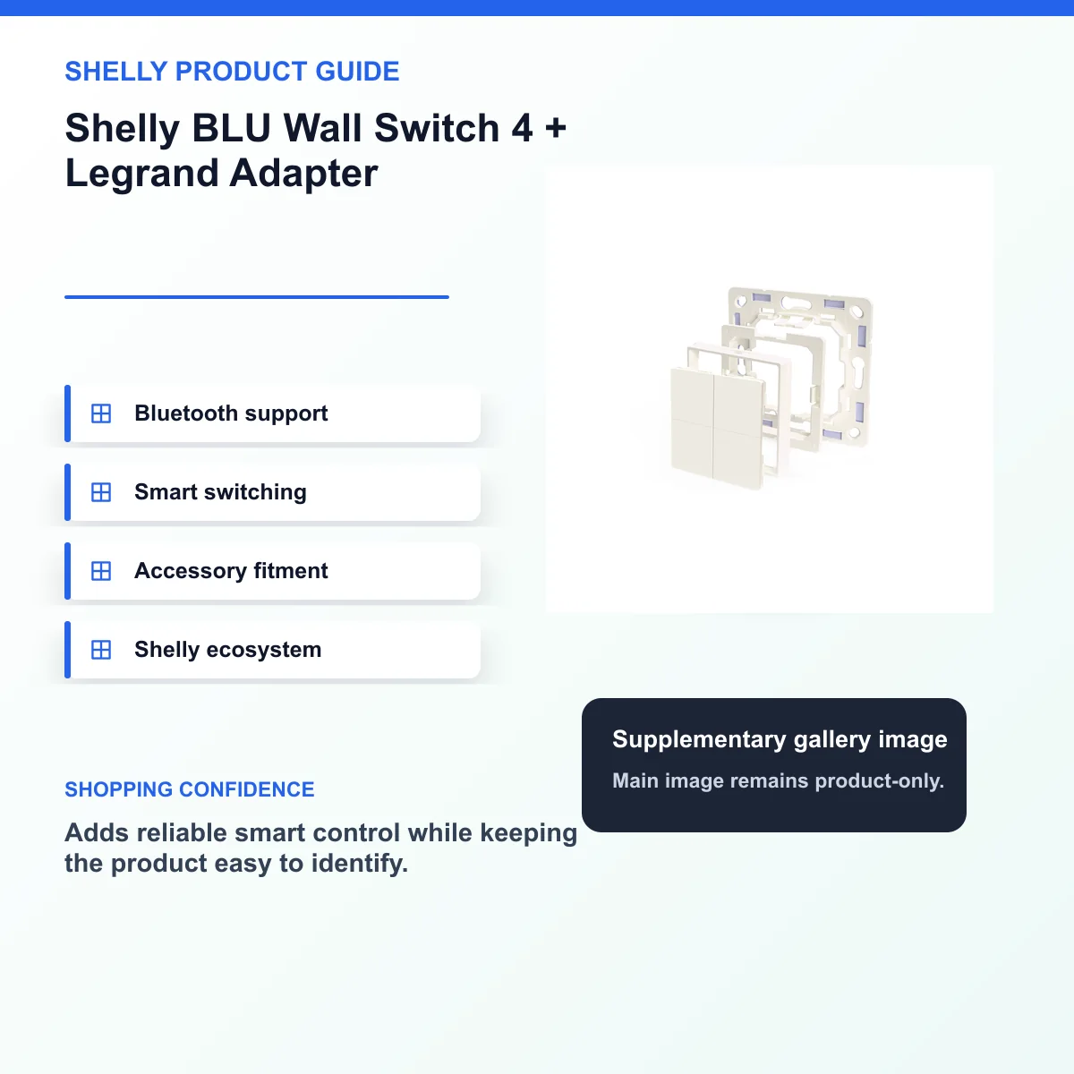 Shelly BLU Wall Switch 4 + Legrand Adapter — view 8