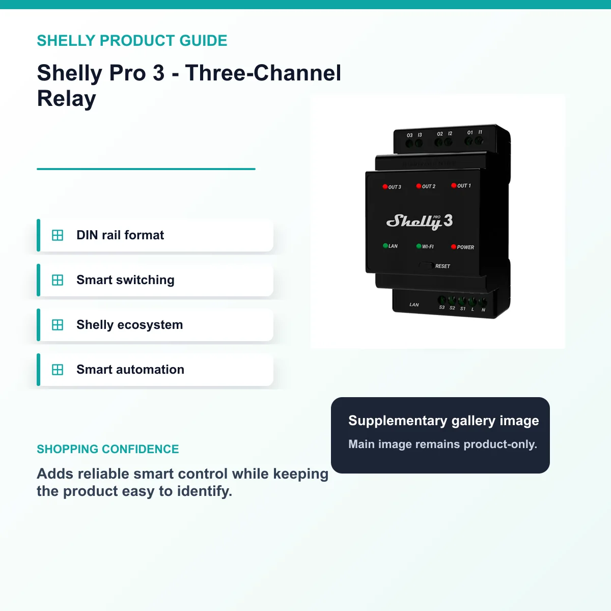 Shelly - Pro 3 - Three-Channel Relay With Potential-Free Outputs Supporting A Total Of 48A — view 2