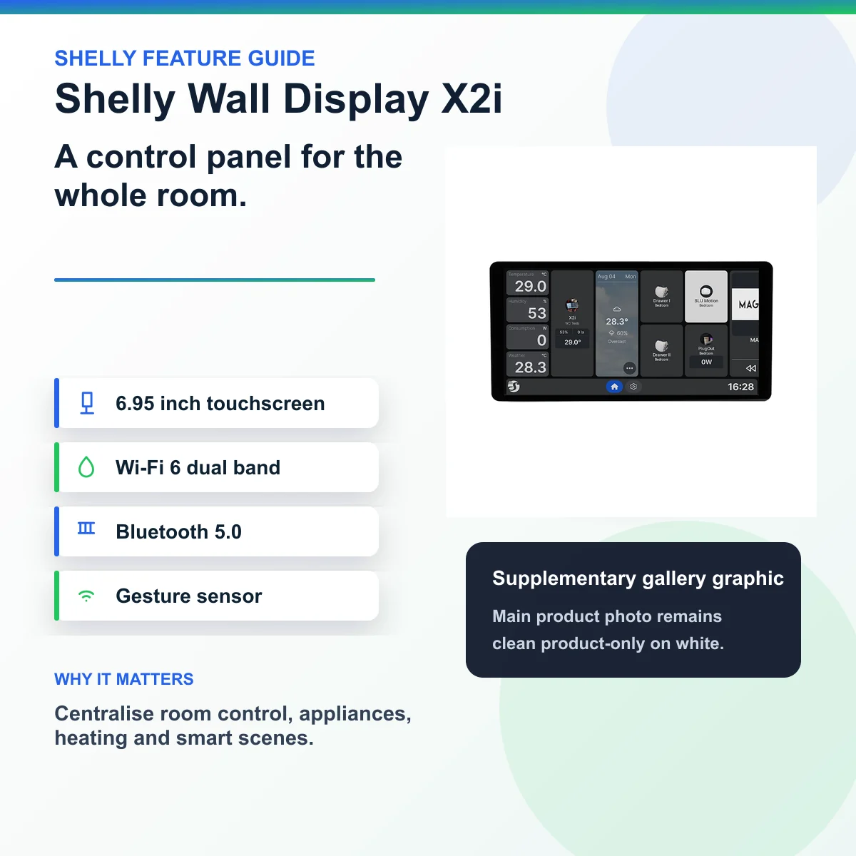 Shelly - Wall Display X2i 6.95-inch Colour Touchscreen (Black) — view 2
