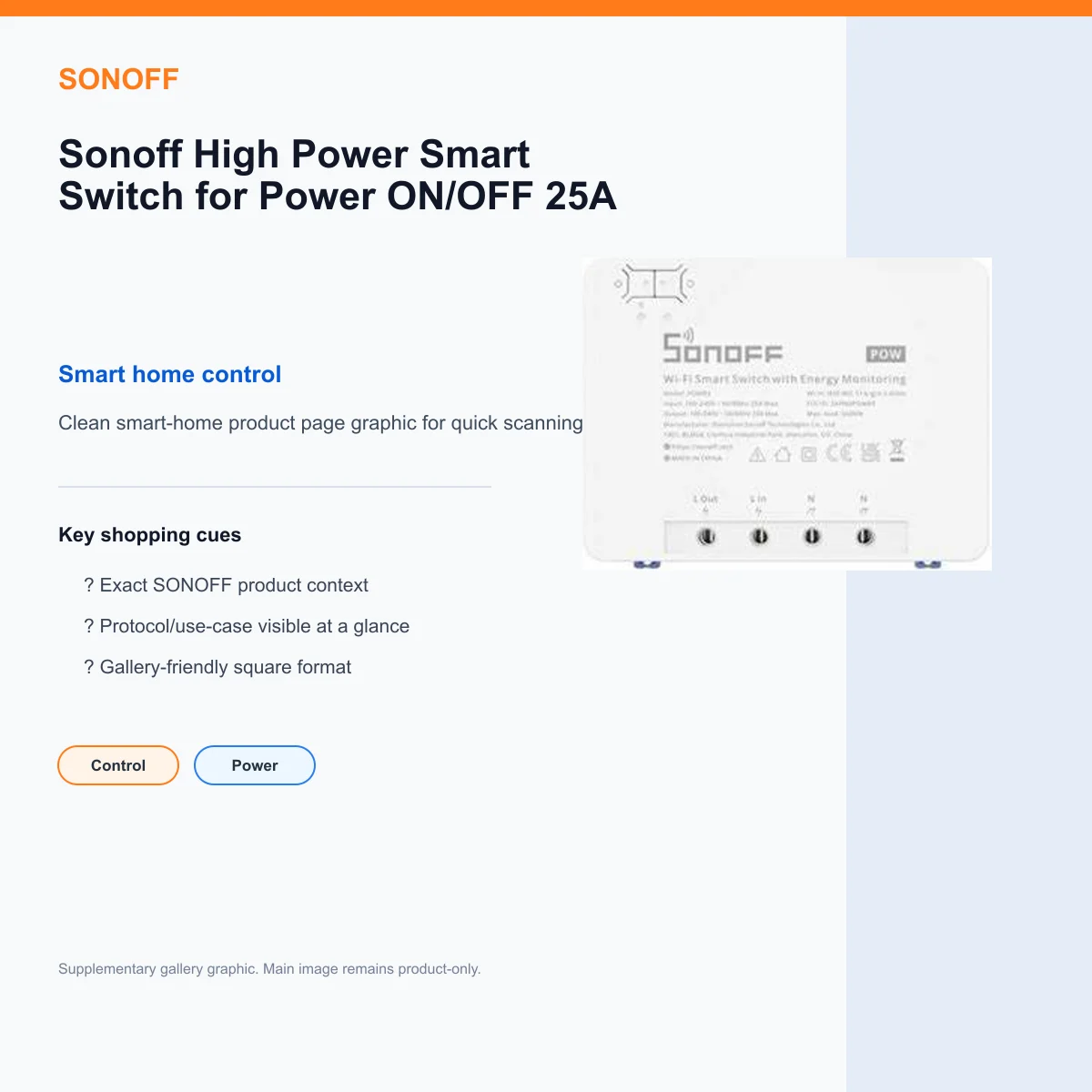 Sonoff High Power Smart Switch for Power ON/OFF 25A — view 8