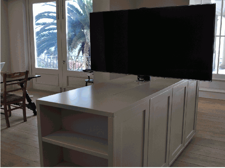 Definition TV Lift - Cabinet Vertical Scroller -Concealed Lid + Rotate 180