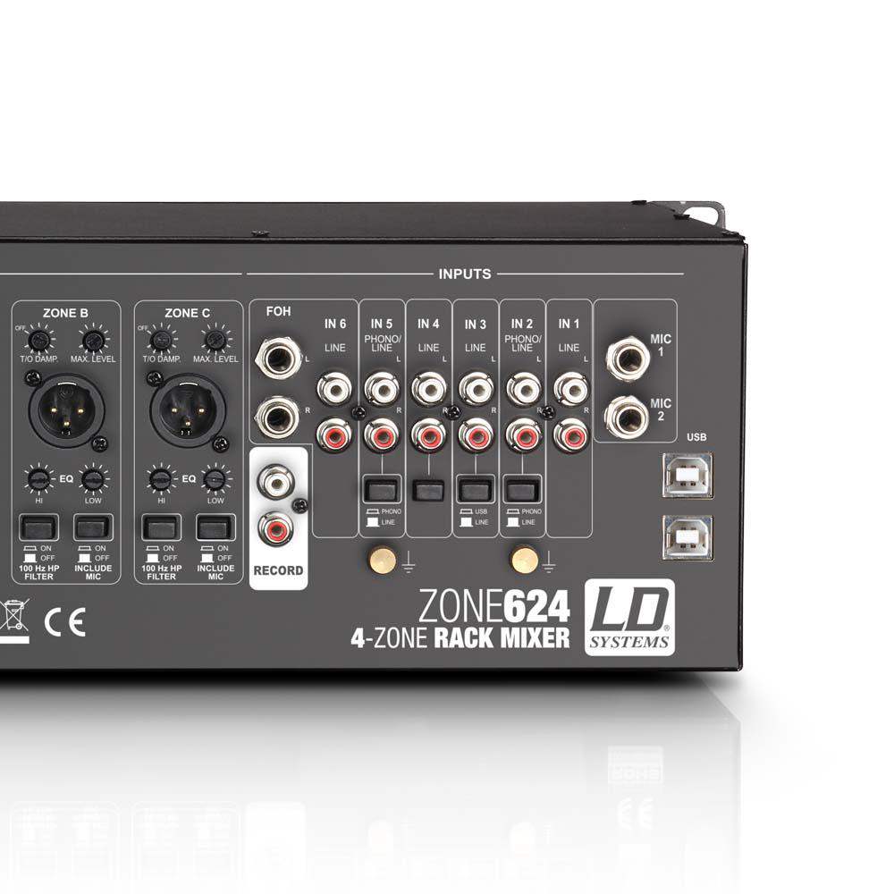 LD Systems ZONE 624 - 19" 4-Zone Mixer 3U — view 3