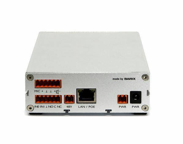 Barix Annuncicom 4000 - Professional Intercom / Paging device with 8 contact closure inputs, 8 relay outputs, balanced line level audio interfaces and redundant power inputs. POE and PSU