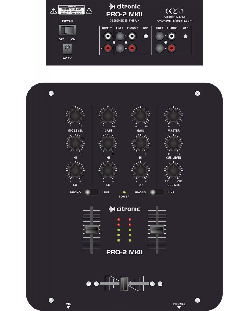 CITRONIC – PRO-2b MKII DJ MIXER 2 CHANNEL