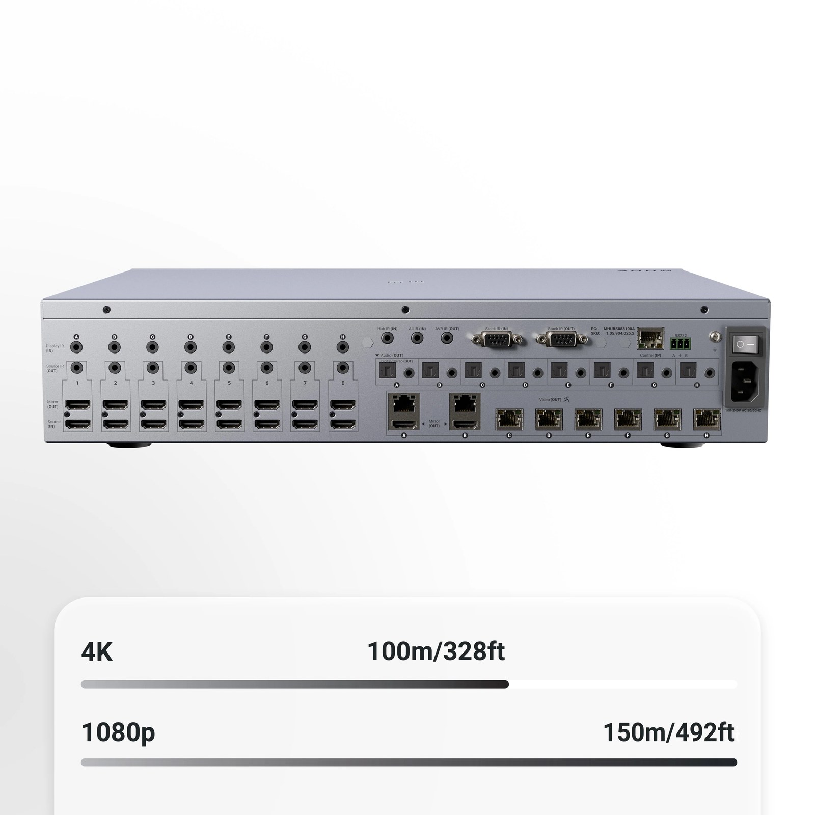 HDANYWHERE MHUB S (8+8x8) 100A HDBaseT Matrix Bundle with 8x 4K SlimWire MAX 2 m HDMI Cables — view 4