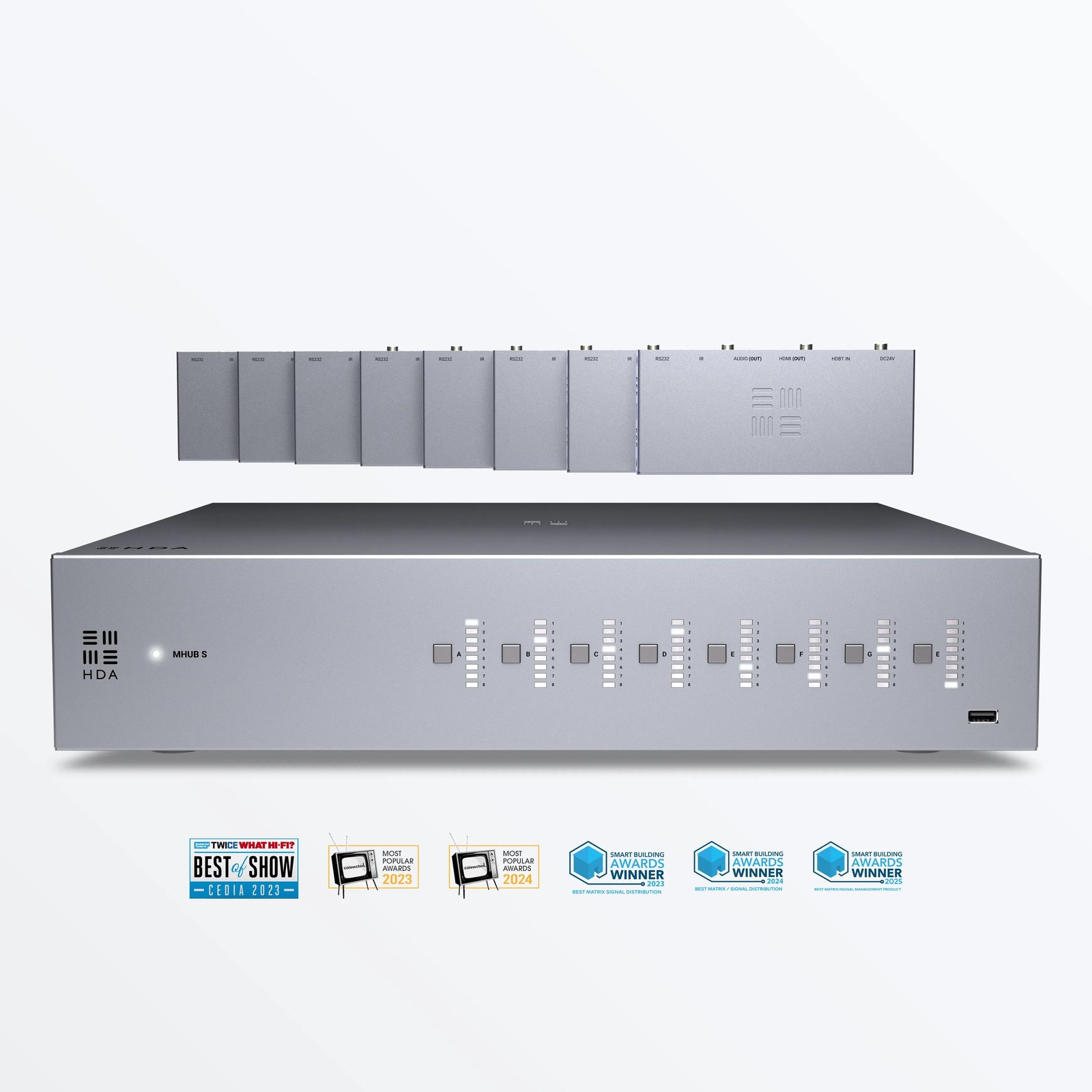 HDANYWHERE MHUB S (8+8x8) 100A HDBaseT Matrix Bundle with 8x 4K SlimWire MAX 2 m HDMI Cables