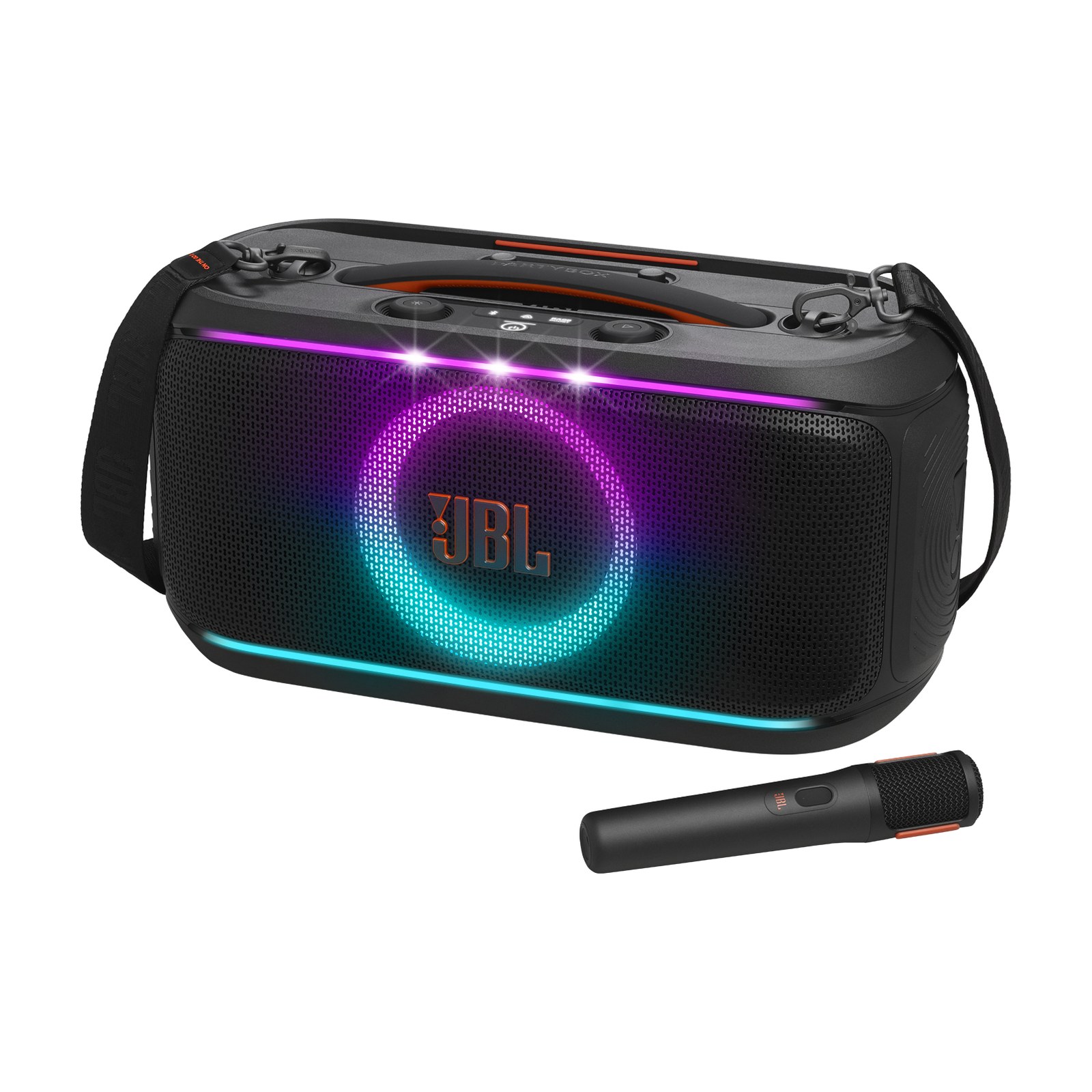 JBL PartyBox On-The-Go 2 Portable Party Speaker with Wireless Mic - Black