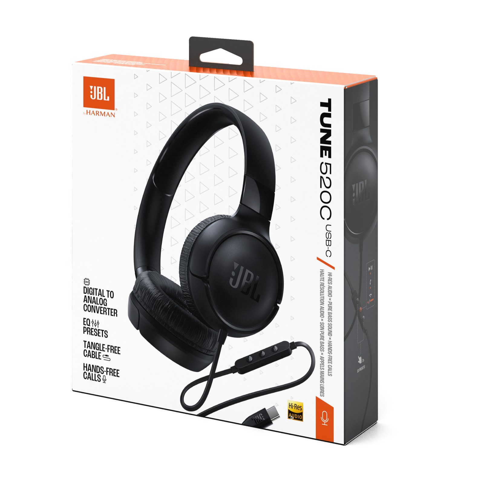 JBL Tune 520C USB-C Hi-Res Wired On-Ear Headphones - Black — view 2