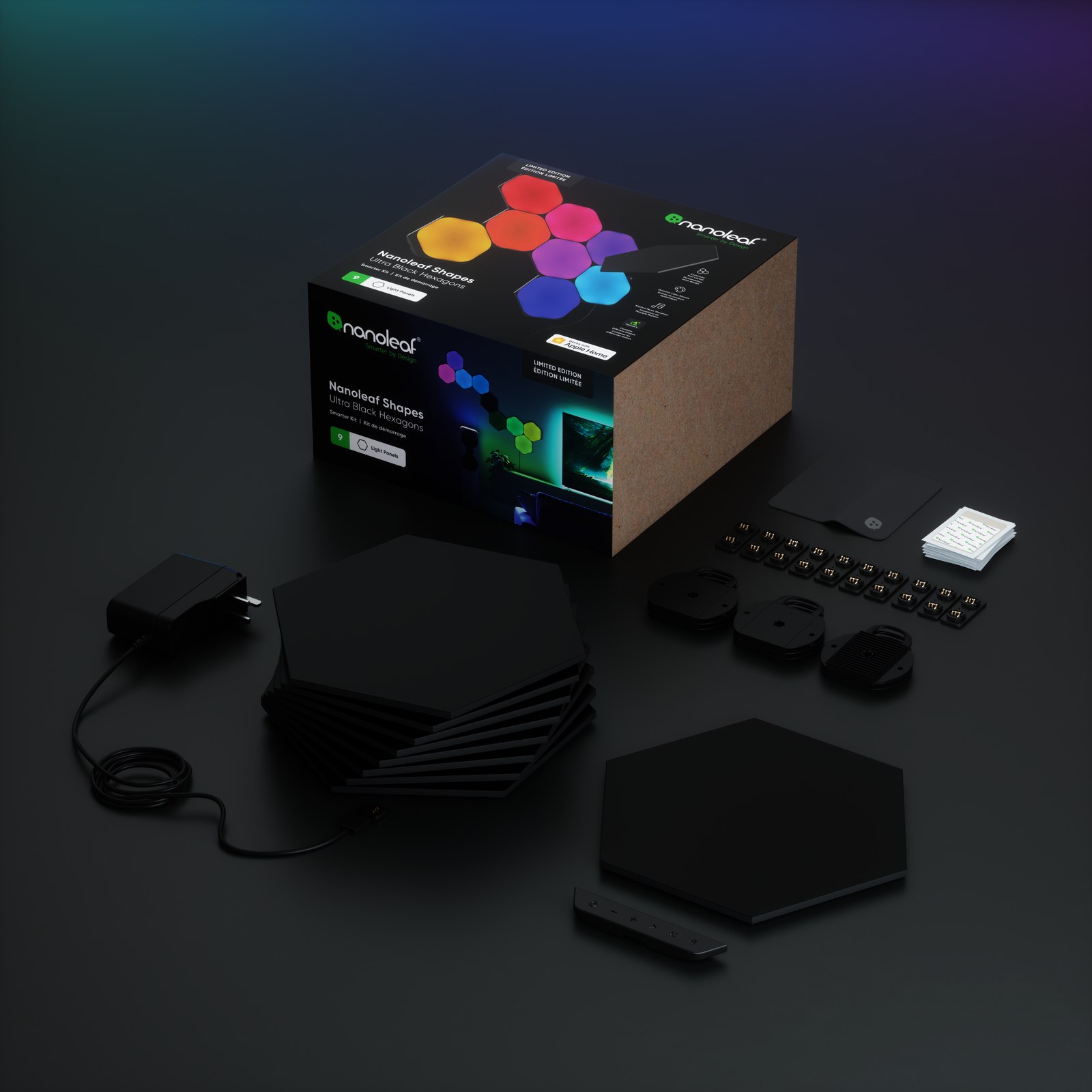 Nanoleaf Shapes Hexagons Smarter Kit, Black, 9 Panels — view 2