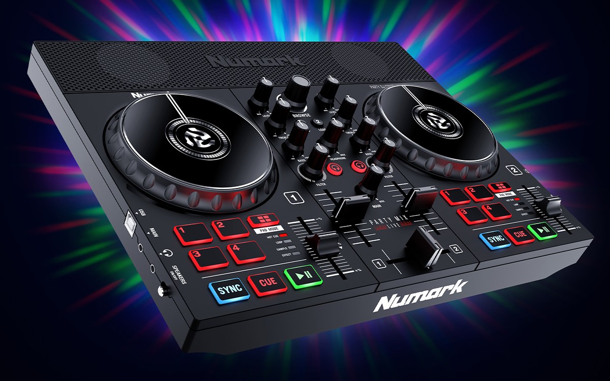 Numark Party Mix Live DJ Controller with Built-In Speakers and Light Show