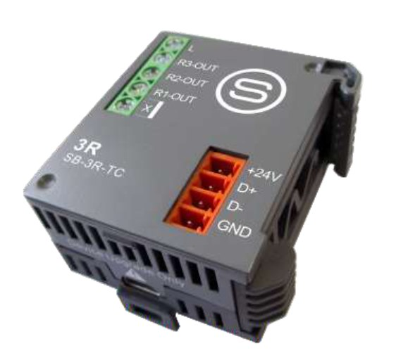 Smartbus SB-3R-TC - Both DIN-Rail and trail Click Mount, Bus Enabled,  Cascadable. Good for Retrofit and for Installations where DB size is Limited. (Works for Both Wired S-BUS G4 and Wireless S-Wave enabled Networks). Consists of: 3 channel Relays rated
