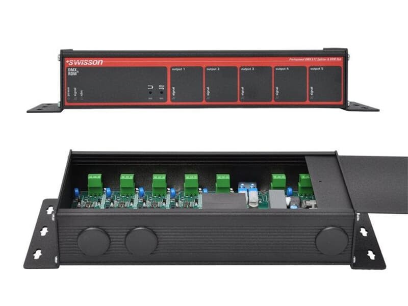 Swisson IB5-W - DMX and RDM Splitter Installation Box 5 Outputs Terminal Wall-Mount