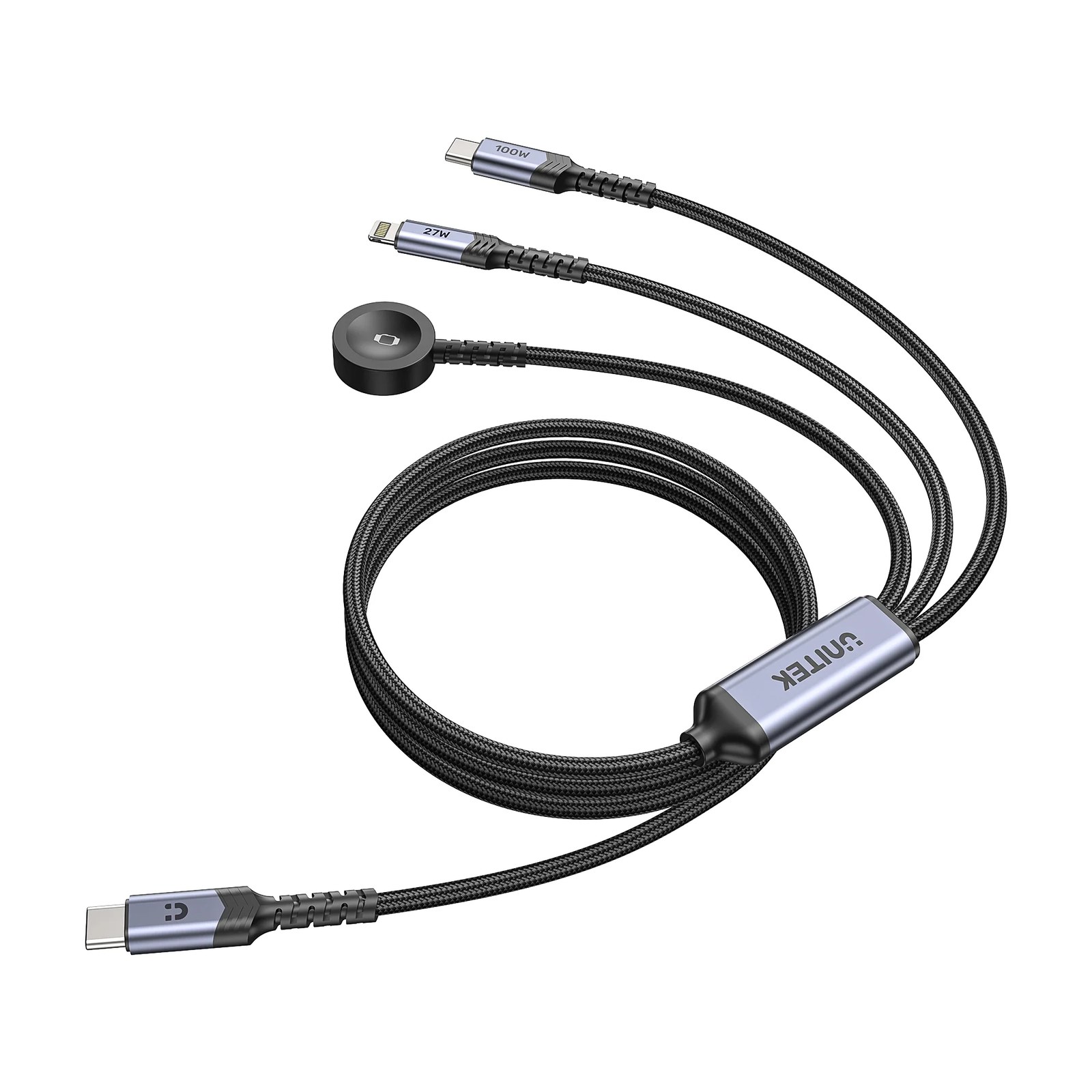 UNITEK C4049RD | 1.2M 3-IN-1 RED 2.4A CHARGING CABLE | USB TYPE-A TO USB TYPE-C, MICRO USB AND LIGHTNING