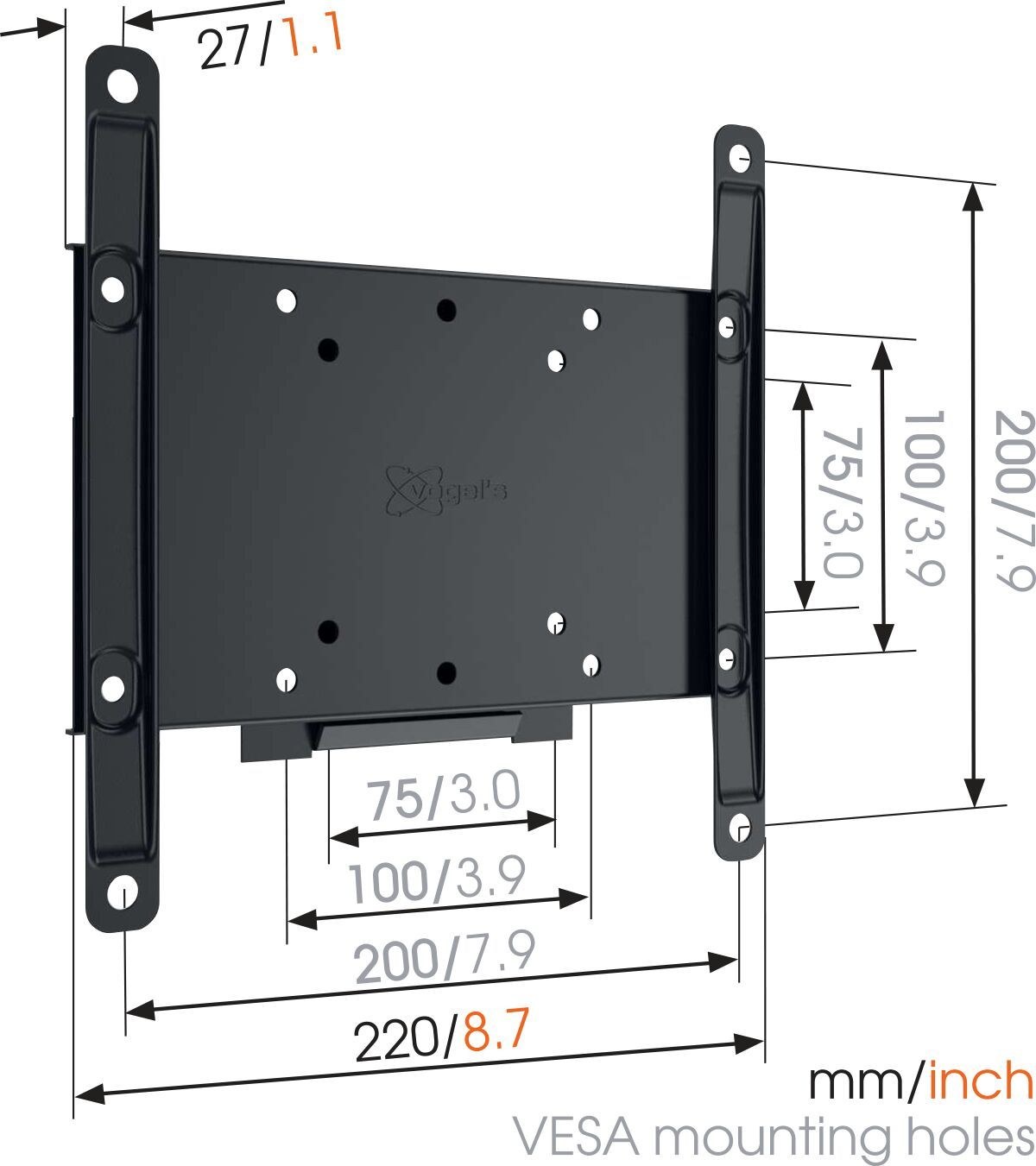 Vogel's MA 2000 Fixed TV Wall Mount for 19-43" TVs - Black — view 2